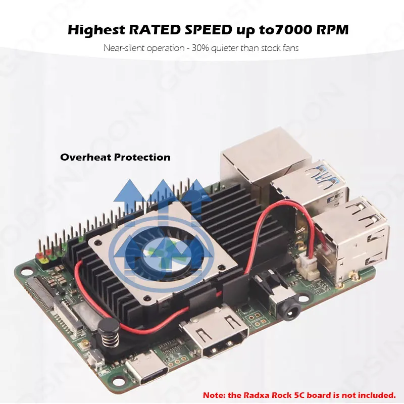 Radxa Rock 5C Heatsink with Cooling Fan Kit, Mute Fan Active Cooler for Radxa Rock 5C