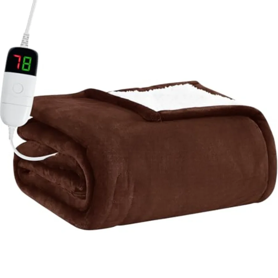 

Heated Electric Blanket - 62" x 84" Heating Blanket with 10 Heating Levels and 8 Hours Auto Off Warm Flannel Blanket Christmas