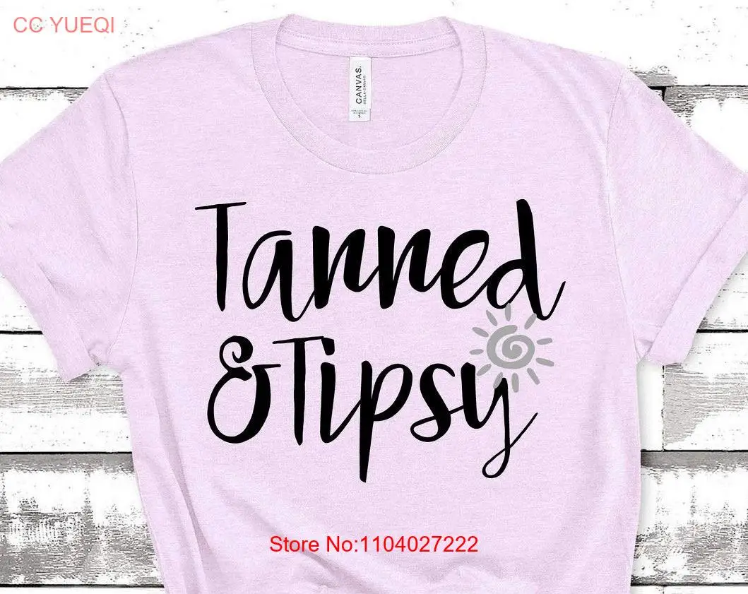 Tanned and Tipsy Cute Summer T Shirt Beach Sunshine Tan Lines Vacation Girls Birthday Trip Matching Coverup