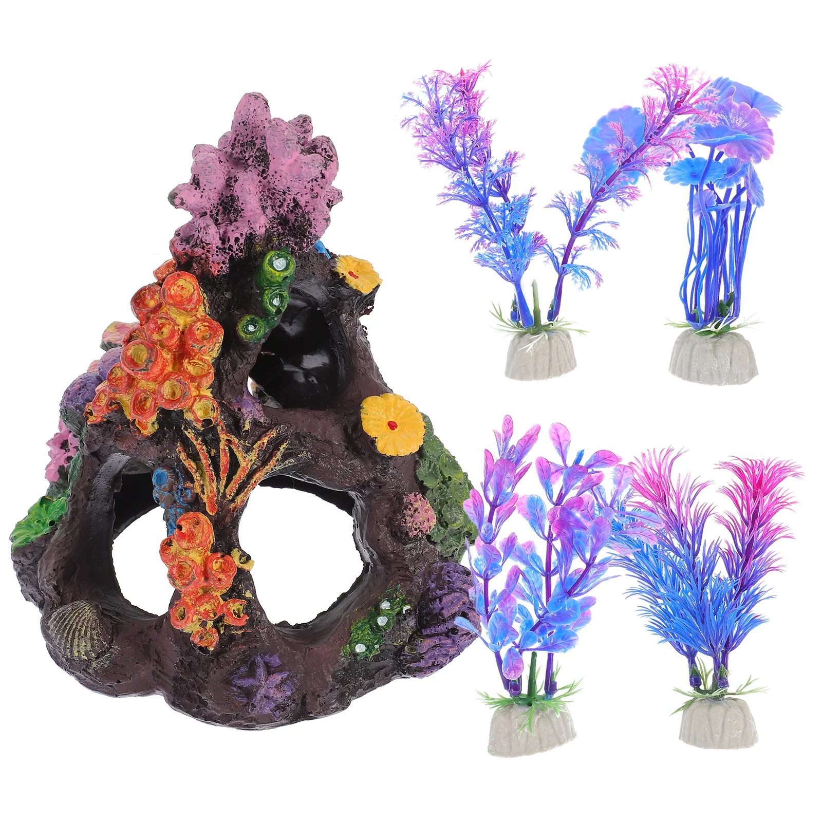 

5pcs Coral Reef Decorations Set Artificial Coral Fake Plants For Aquarium Fish Tank Landscape Plastic Diy Decor Aquatic