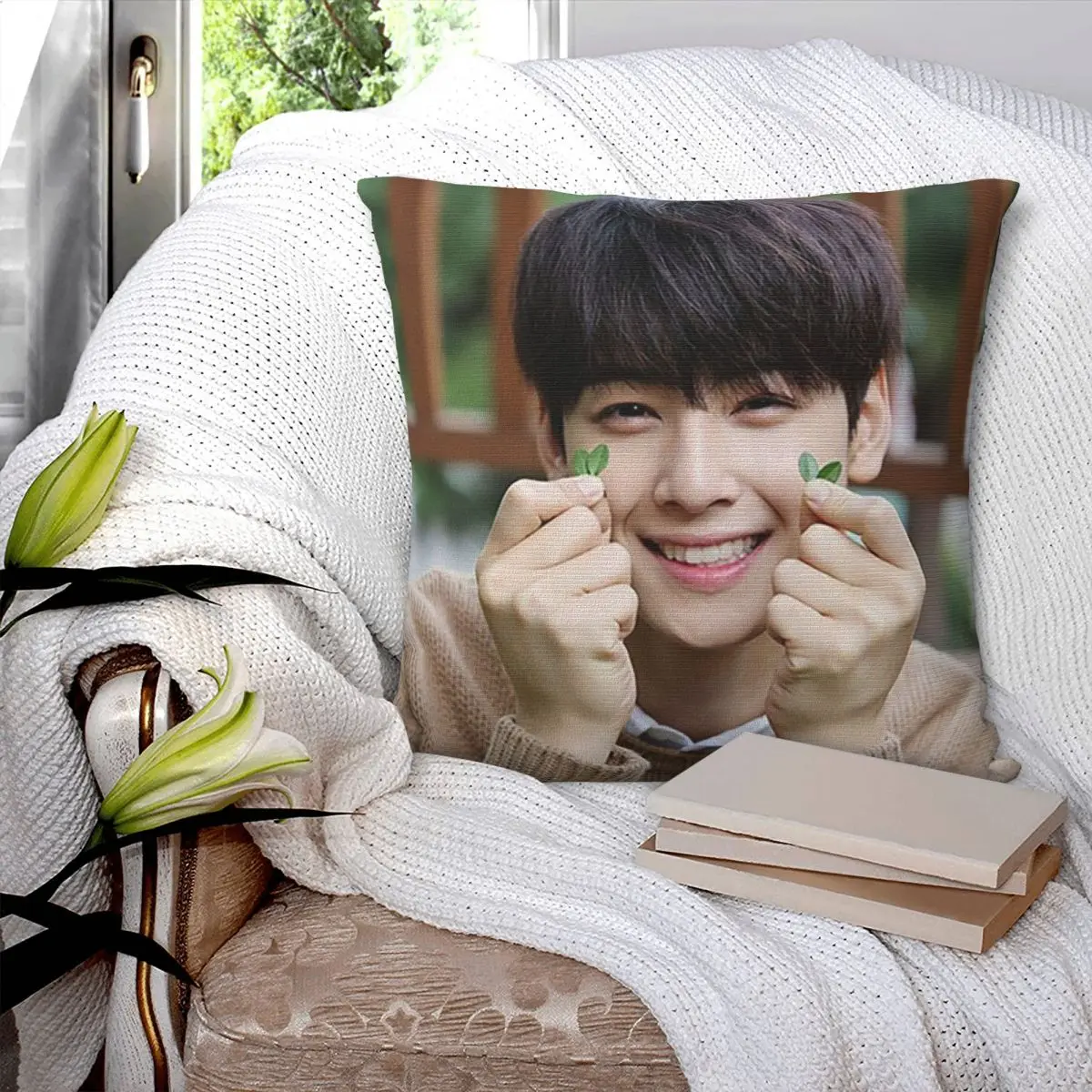 

Квадратная наволочка Cha Eun Woo Kpop, чехол для подушки, декоративная наволочка для дома, спальни, автомобиля
