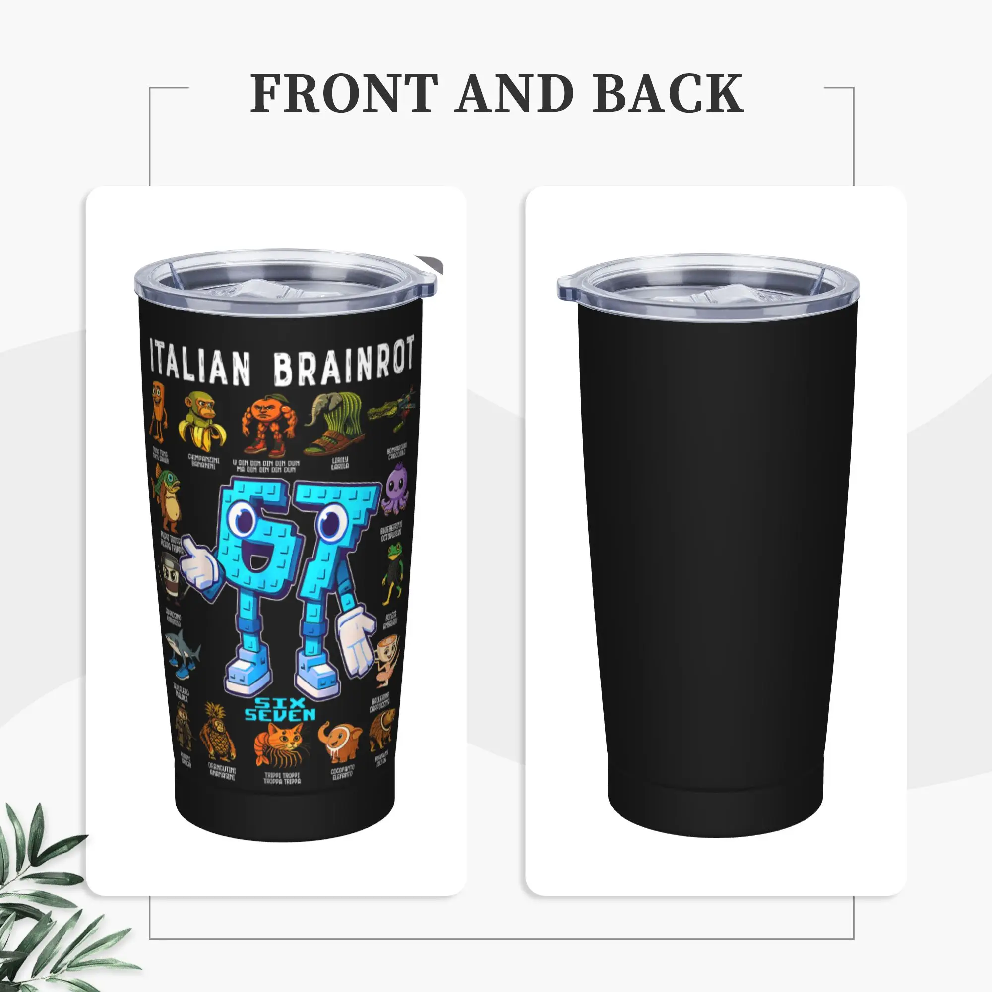 Stainless Steel Tumbler Italian Brainrot 67 Meme Birthday Thermal Cups  Portable Cold Drink Mugs Cup Driving Water Bottle