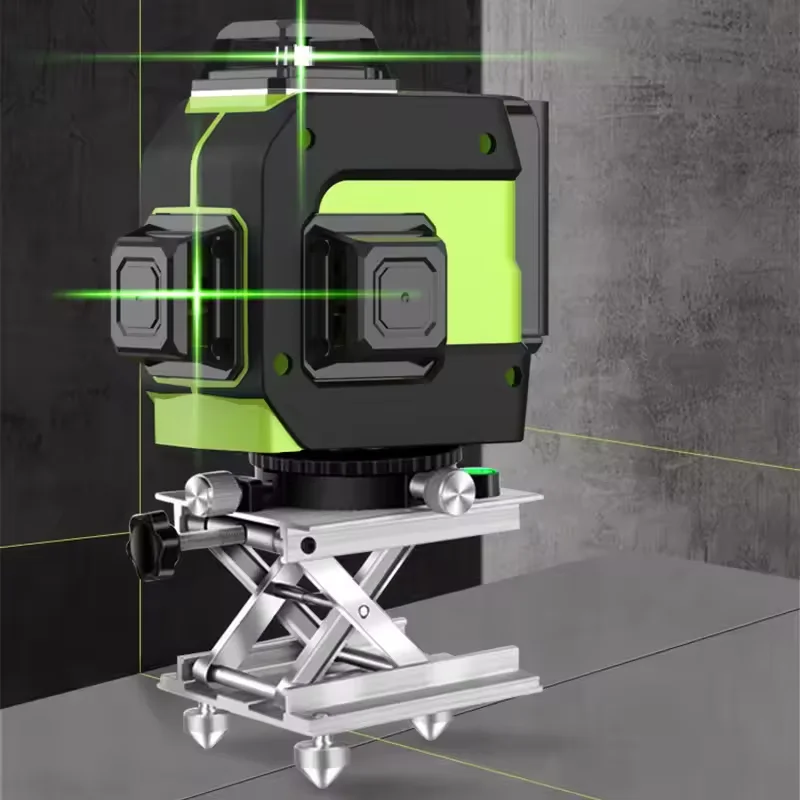 เลเซอร์ระดับ 4x360 °   เลเซอร์เส้นไขว้สีเขียวปรับระดับอัตโนมัติสำหรับงานก่อสร้างและแขวนรูปภาพ พร้อมแบตเตอรี่แบบชาร์จได้