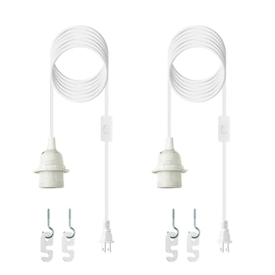 

Plug in Light Socket - 16Feet Pendant Light Cord Kit E26/E27 Light Socket Hanging Lantern Lamp Cord with On/Off Switch, Socket