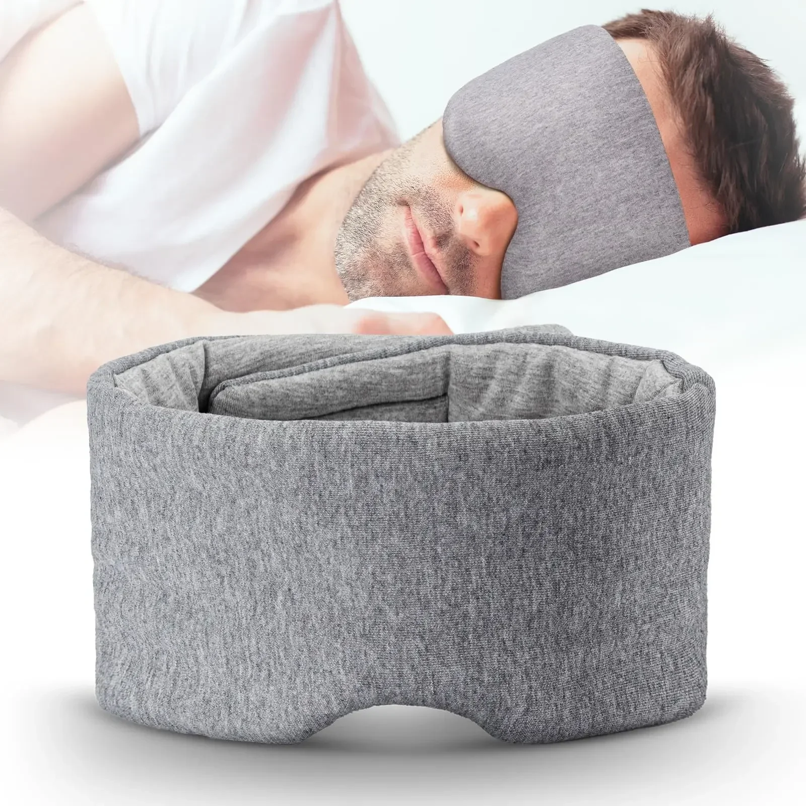 

100% Handmade Cotton Sleep Mask Blackout for Side Sleeper,Soft Portable Blackout Eye Covers for Women Men Travel Eyepatch