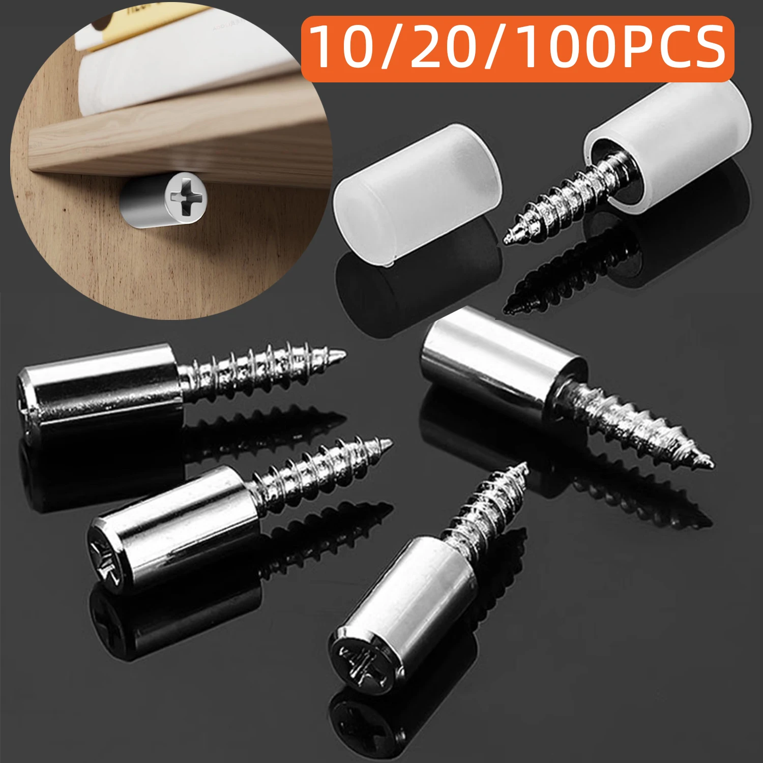 10/20/100PCS Self-Tapping Screws Cabinet Shelf Support Pegs Anti-Slip Sleeve, Laminate Plate Holder Bracket for Kitchen