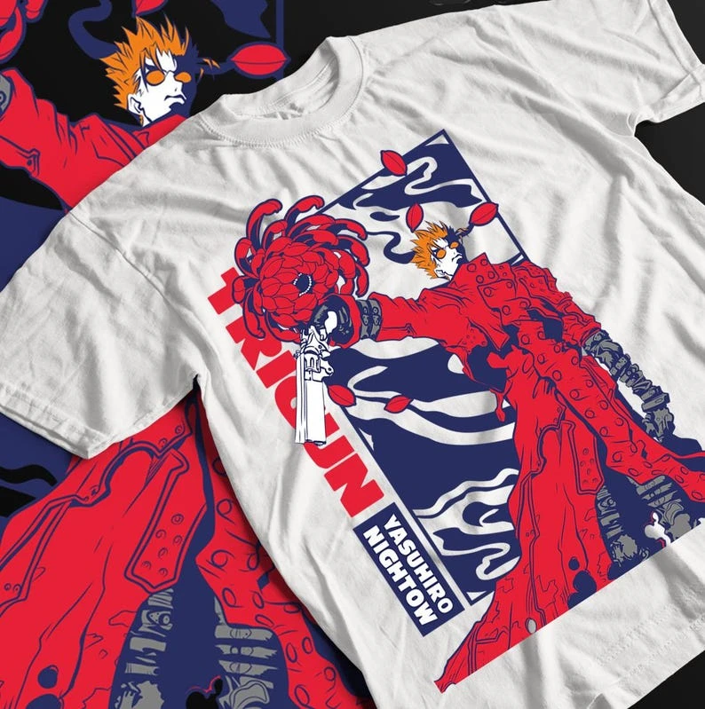 Trigun T-shrit Woman Men Street Y2k Oversized Harajuku Short Sleeve Crew Neck Oversized Unisex Breathable Couples Classic soft