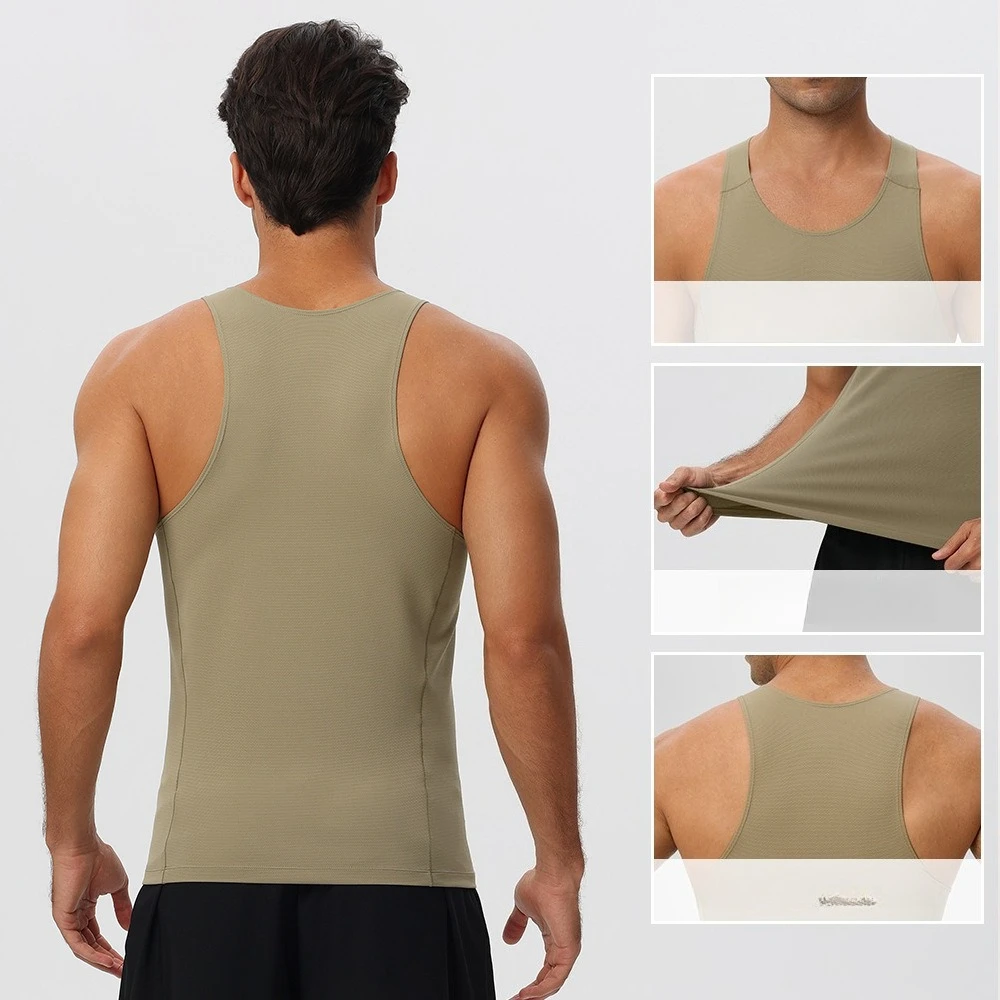 Gym Clothing Man Mesh Fabric Workout Sports Vest Running Singlet Quick-drying Fitness Sleeveless T-shirt Men's Compression Shirt