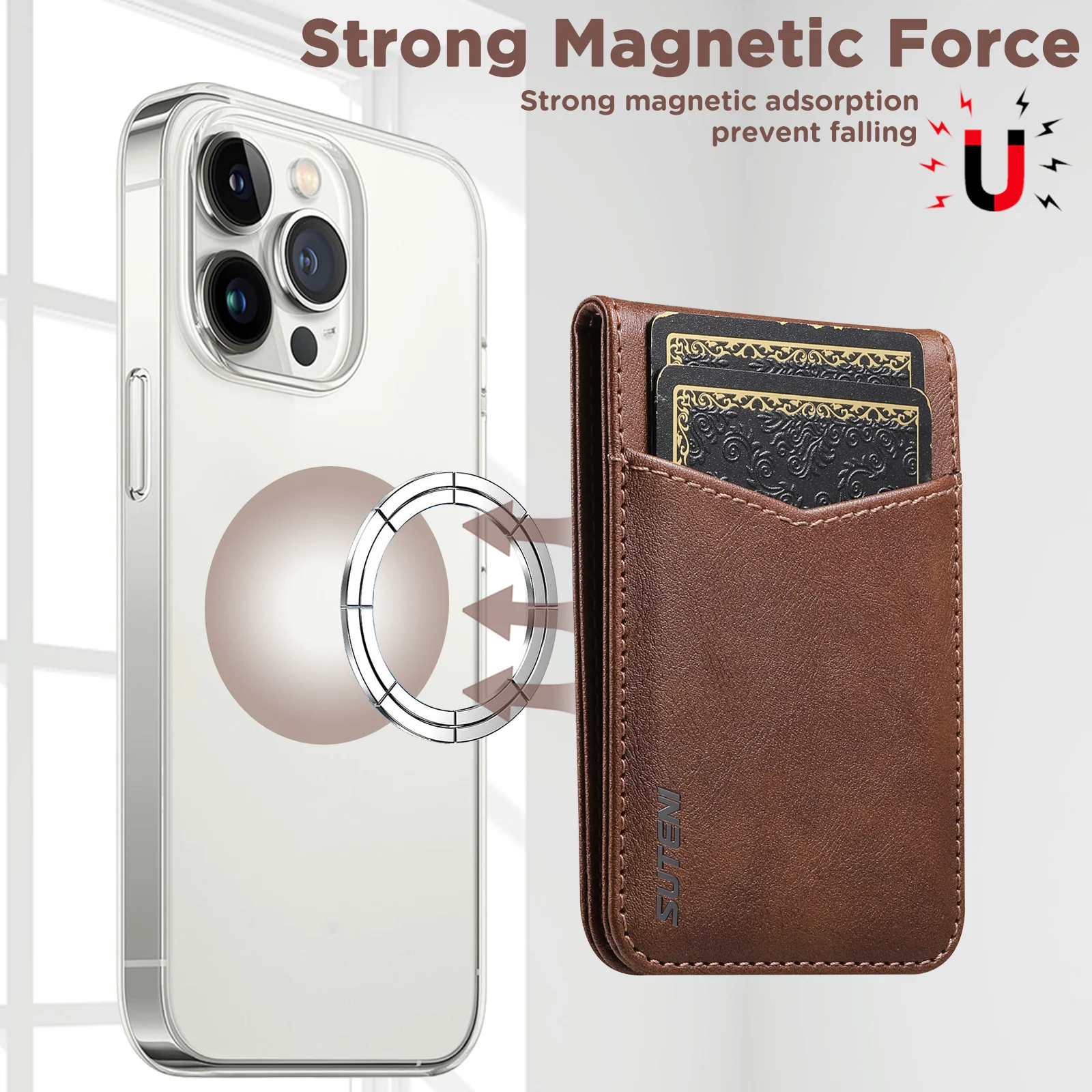 SUTENI Mobile Phone Stand Magnet Flip Pocket Card Holder Storage Luxury Faux Leather Bottle Opener Bag Wallet Festival Gift view 5