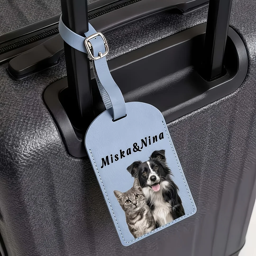 3pc Custom Pet Photo Luggage Tag Customizable with Pet Photo and Name, Perfect for Pet Lovers and Travel Gifts Luggage Accessory