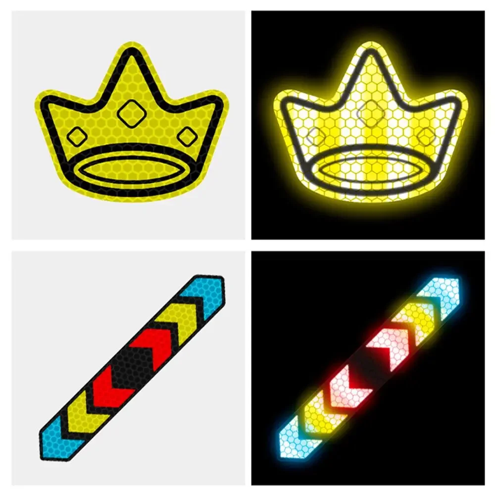 1PC Motorcycle Helmet Reflective Decal Creative Waterproof Arrows Eyes Wings Crown Night Warning Sign Sticker Exterior Accessory