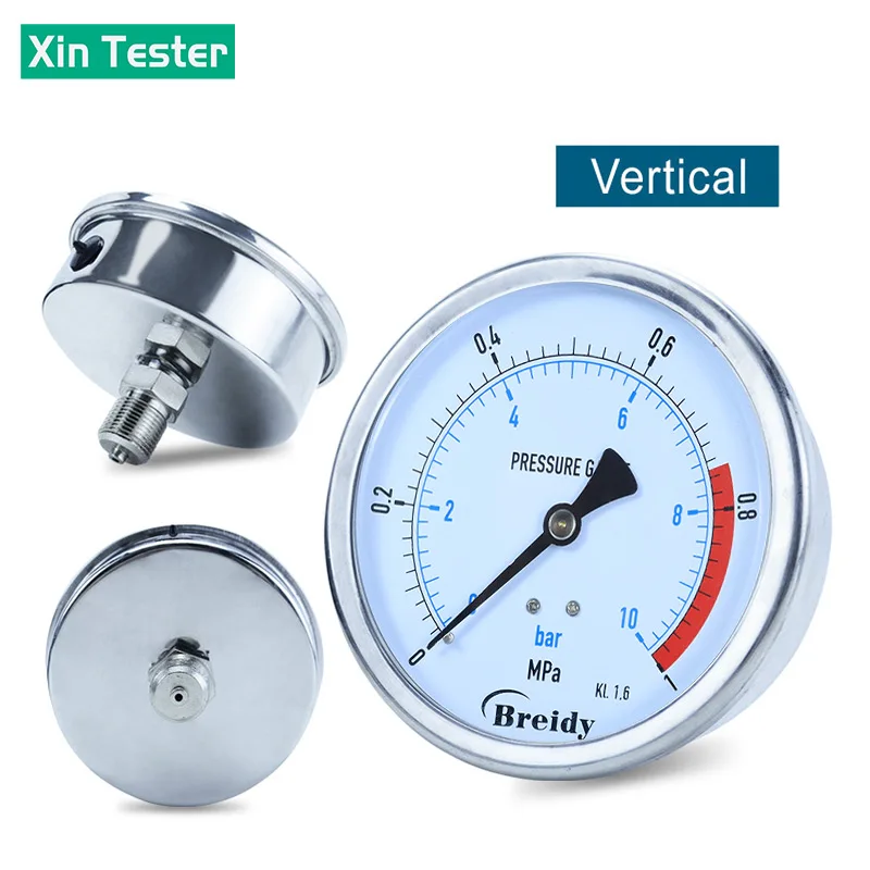 Xin Tester Dia 100mm manometro 0-60MPa senza glicerina aria olio idraulico 0-60mpa manometro antivibrante filettatura G1/2 G1/4