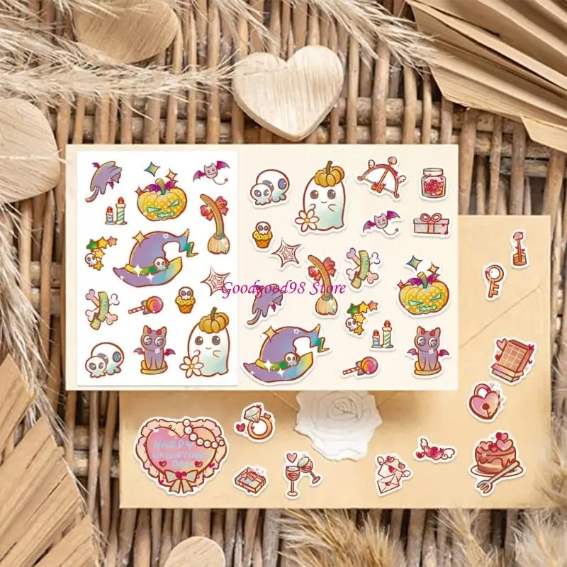 24pcs Reusable Decorative Stickers For Kids Art Projects Tablets Skin Decoration Dessert Pattern Tear Resistant