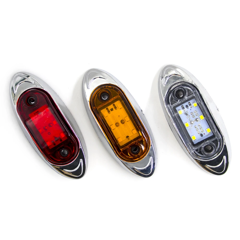 4/10PCS 6 LED 12V 24V External Side Marker Safety Light Oval Clearance Signal Lamp Warning Indicator Trailer Truck Lorry Caravan