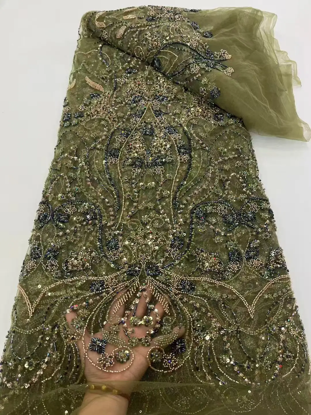 Высококачественные роскошные бусины, французская вышивка, кружевная ткань для жениха, африканская нигерийская ткань с блестками, материал для свадебного платья