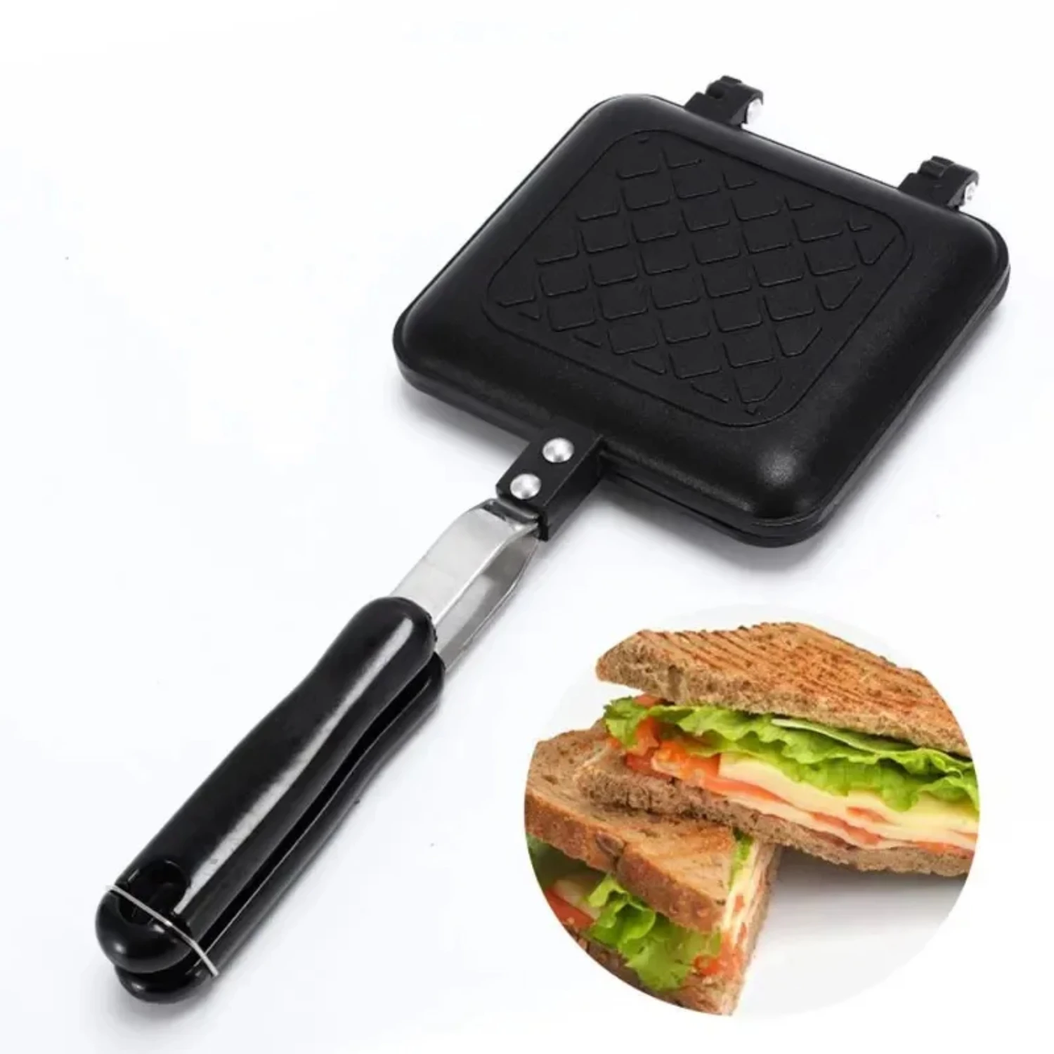 Non-Stick Gás Sandwich Maker, Iron Breakfast Machine, Waffle Pancake Mold para assar pão-versátil churrasco forno Grill, novo