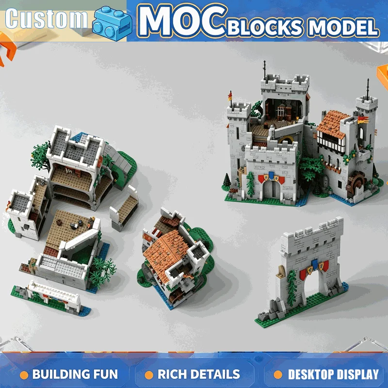 1165PCS Medieval Castle Gate Corner Extension Build Block Fortress Wall Tower Architecture Model DIY Assembly Collection Display