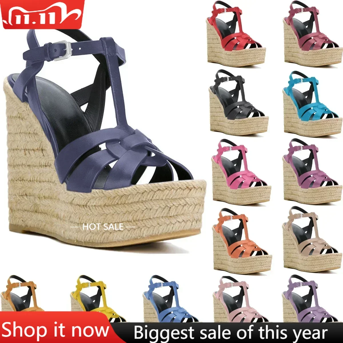 

【Measure your feet length before order】Luxry Designer Women Wedge High Heels Sandals Rome Evening Party Dress Lady Shoes C-SL-6