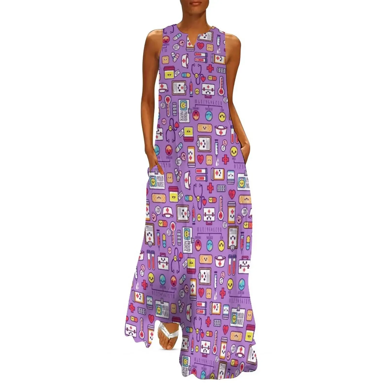 

Proud to Be a Nurse Pattern / Purple Long Dress Women's dresses dresses summer woman 2025 dress dresses Dress