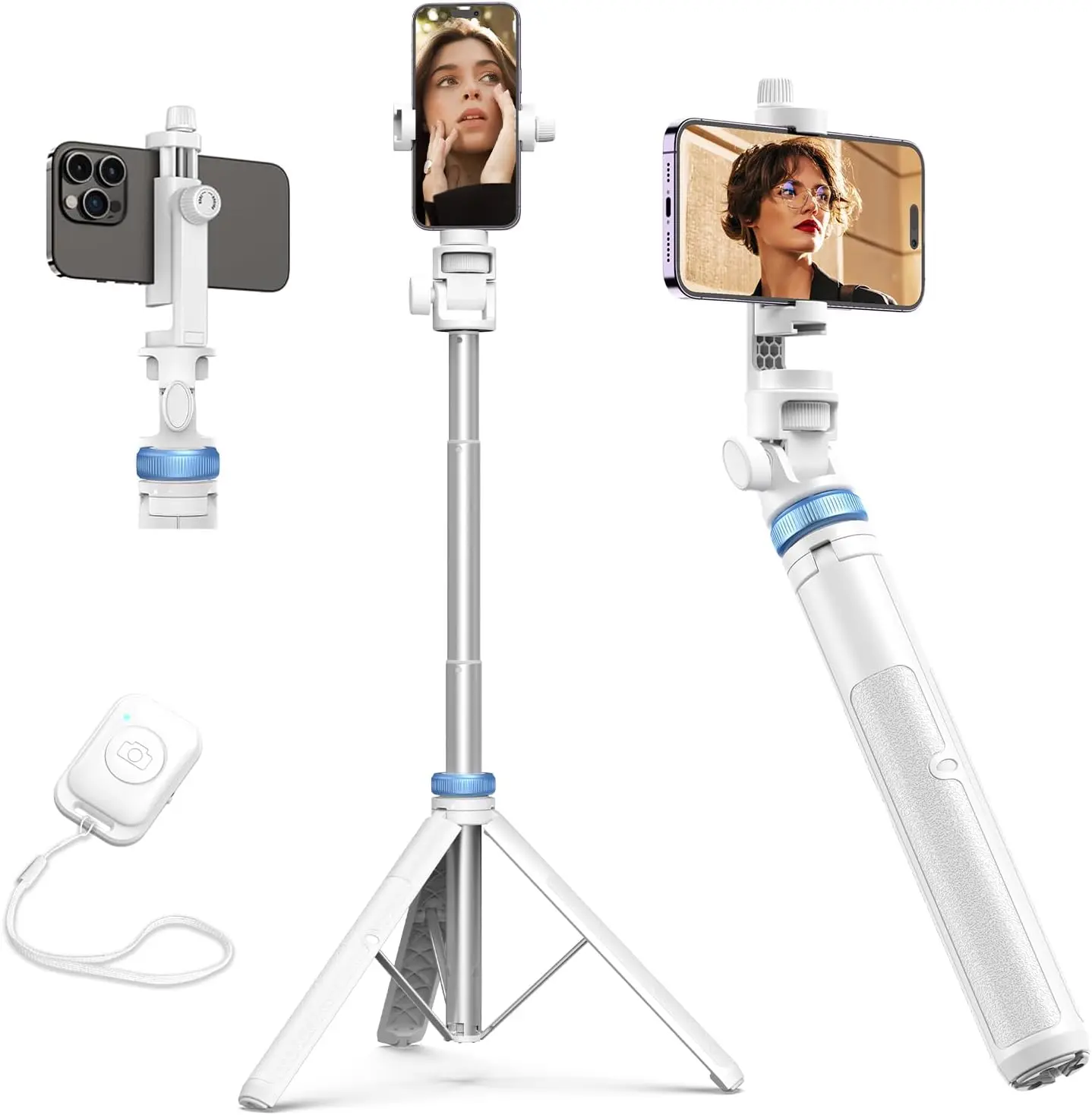 

62" Phone Tripod & Selfie Stick, Extendable Photography Light Stand with Wireless Remote, Solidest, Portable, Lightweigh
