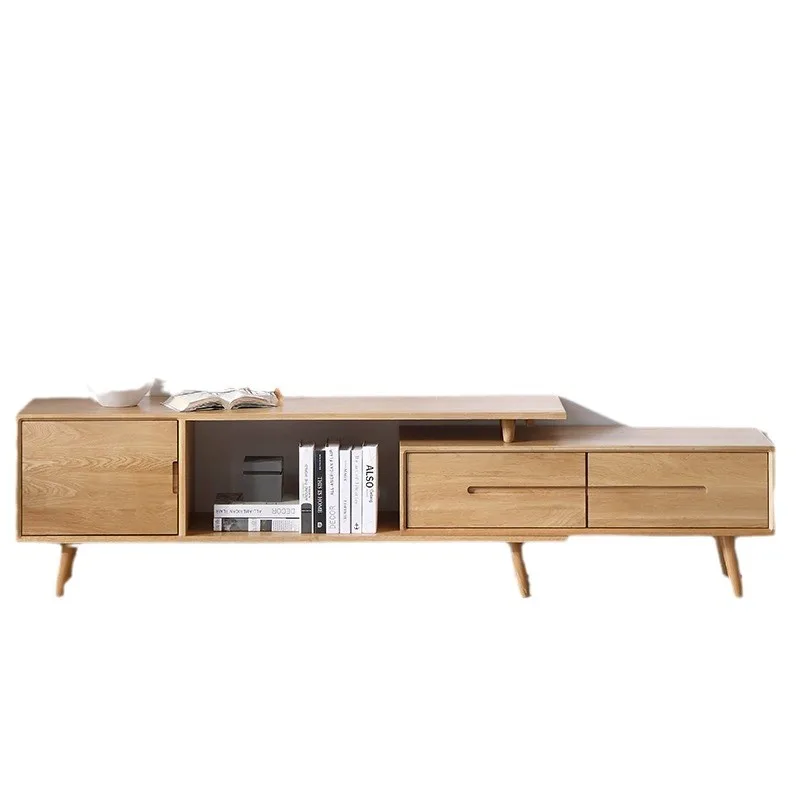 

Nordic, simple, solid wood living room, TV cabinet, oak, log color