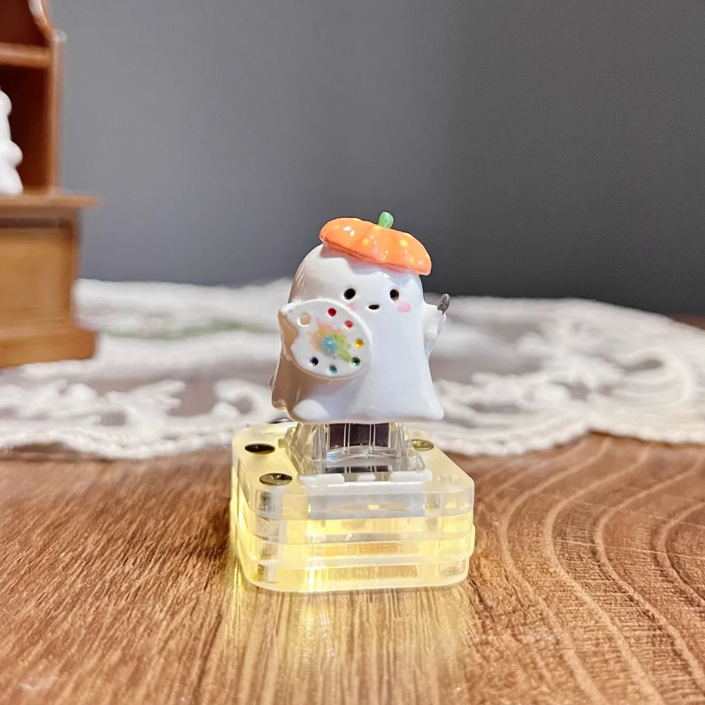 Cute Ghost Artisan Keycap Original Kawaii Resin Keyboard Cap Custom Handmade Anime KeyCap for Mechanical Keyboard Halloween Gift