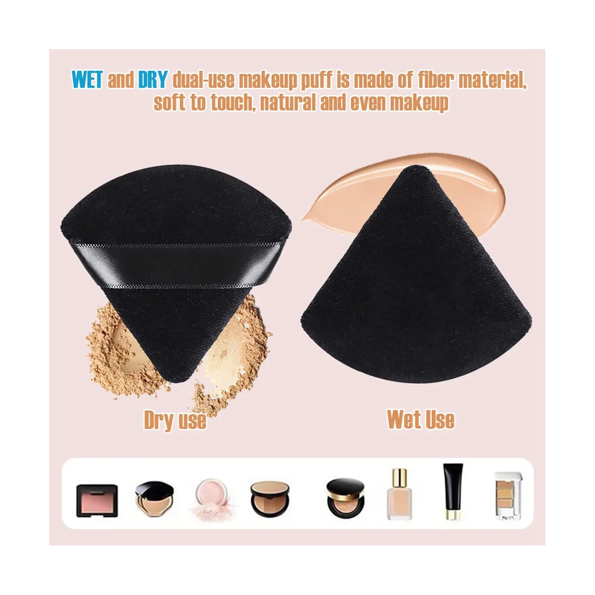 28PCS Triangle Powder Puff Face Makeup Sponge Soft Velour Powder Puff for Loose Powder Body Powder Cosmetic Foundation