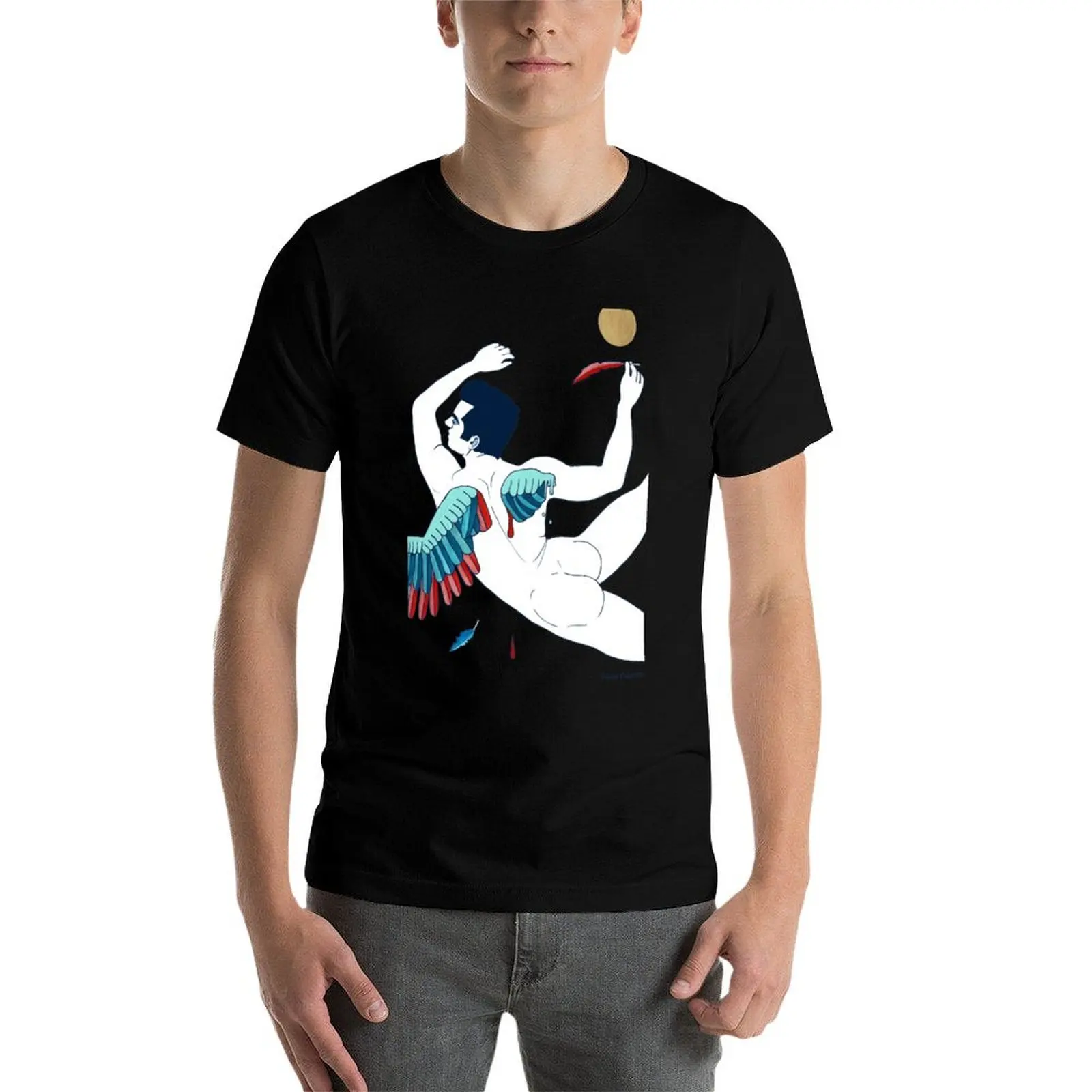 تي شيرت The Fall of Icarus تي شيرت رجالي عادي تي شيرت للرجل جرافيك مضحك