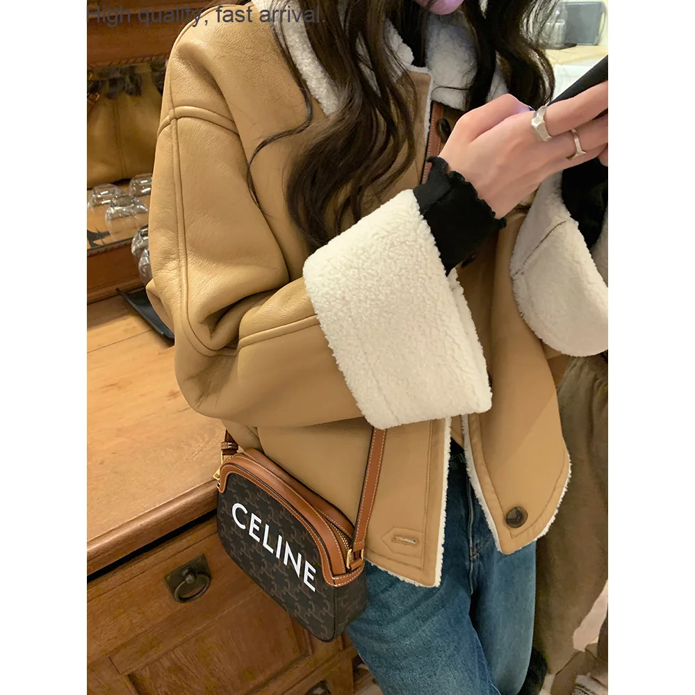 

Lapel Retro Fur Fur Coat Women's New Loose Lapels Top denim jacket women clothes women fur jacket