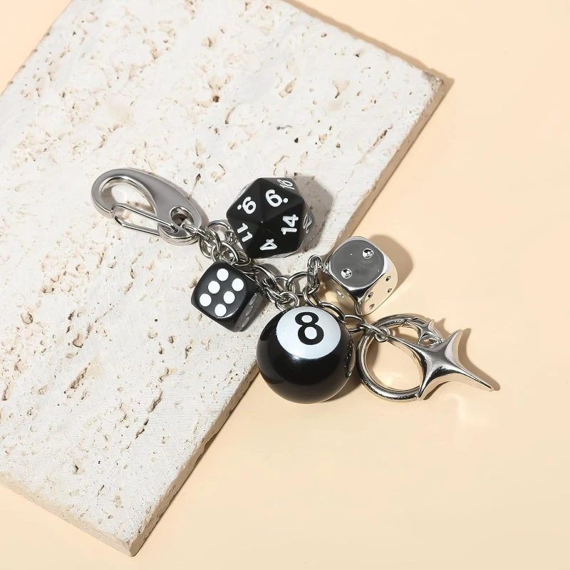 1pc Trendy Pendant Dice Billiards Keychain for Women with Cute Charm, Decorative Accessory for Keys, Bags & Backpacks Gift