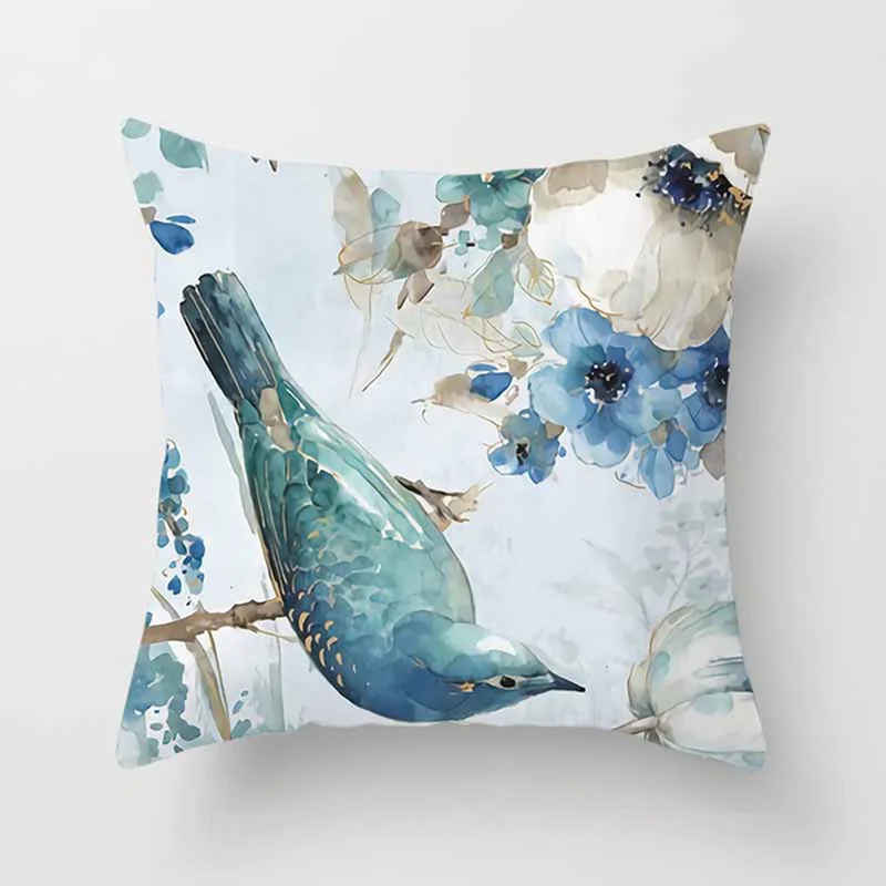 

Car sofa cushion pillow pillowcase square pillow pillowcase blue flower printing decoration home seat pillowcase