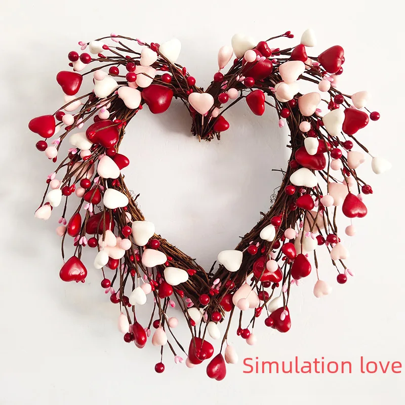 

-Border New Model Realistic Heart Wreath Valentine's Day Handicraft Decoration