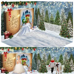 Snowy Christmas Pine Forest Backdrop Magic Book Fairy Tale Wonderland Photocall Kids Birthday Winter 3d Room Background Studio