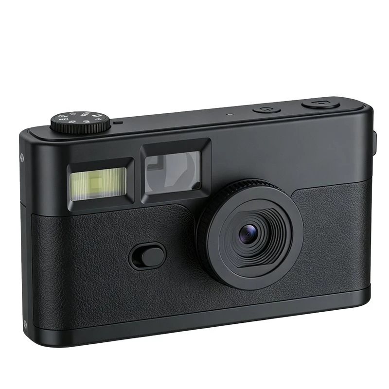 ABKQ-Retro Vintage Mini Screenless Digital Camera 8MP Photo LED Black