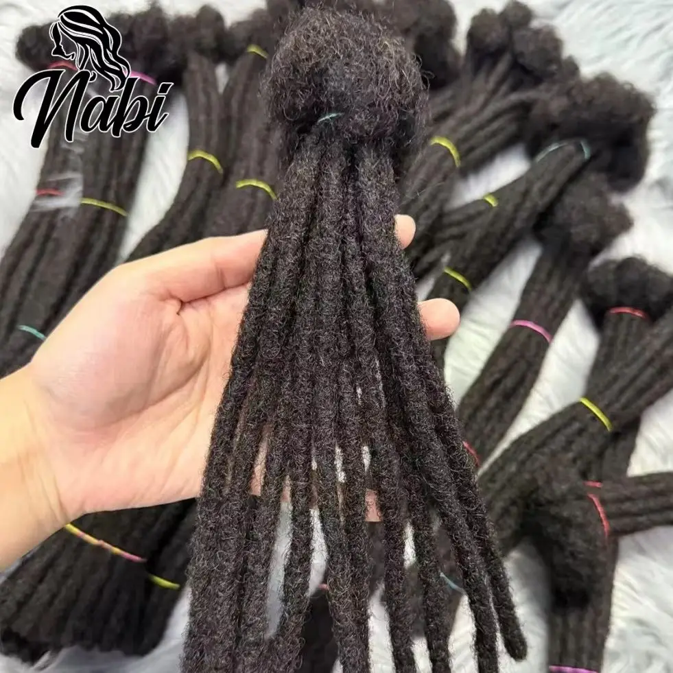 النبي رجل Locs 100% الشعر البشري Dreadlock تمديد Locs 0.6 سنتيمتر الدائم اليدوية تجديل الشعر البشري 6-20 بوصة العادية Locs #1