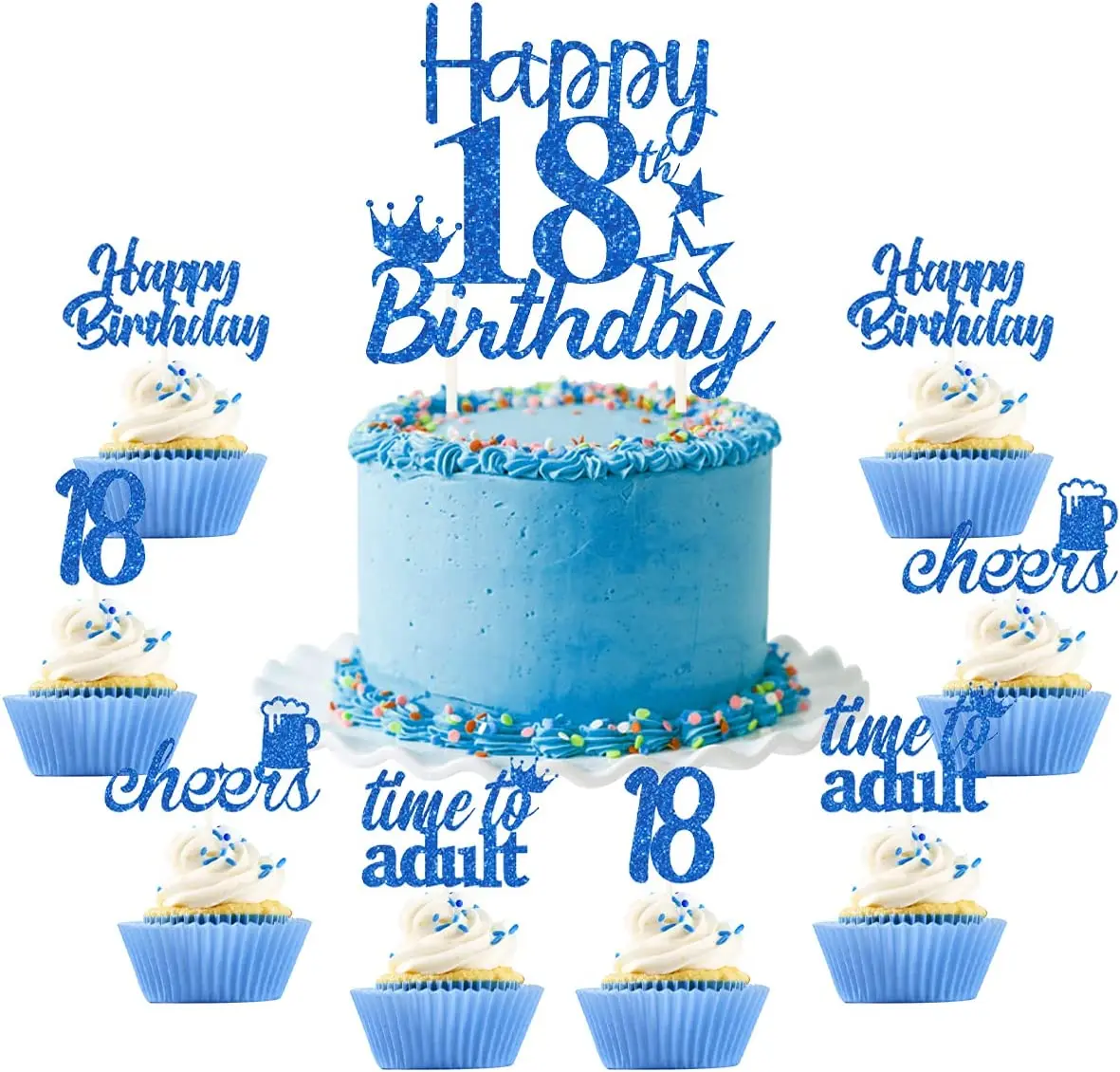 

Funmemoir Navy Blue 18th Birthday Cake Topper Happy 18th Birthday Cake Sticks Boy Eighteen Years Old Birthday Party Decorations