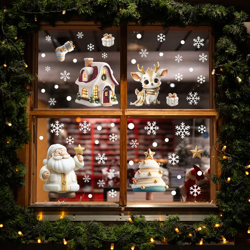 Creative Simulation Christmas Decoration Home Glass Doors and Windows Sticker UV Room Decoration Accessories