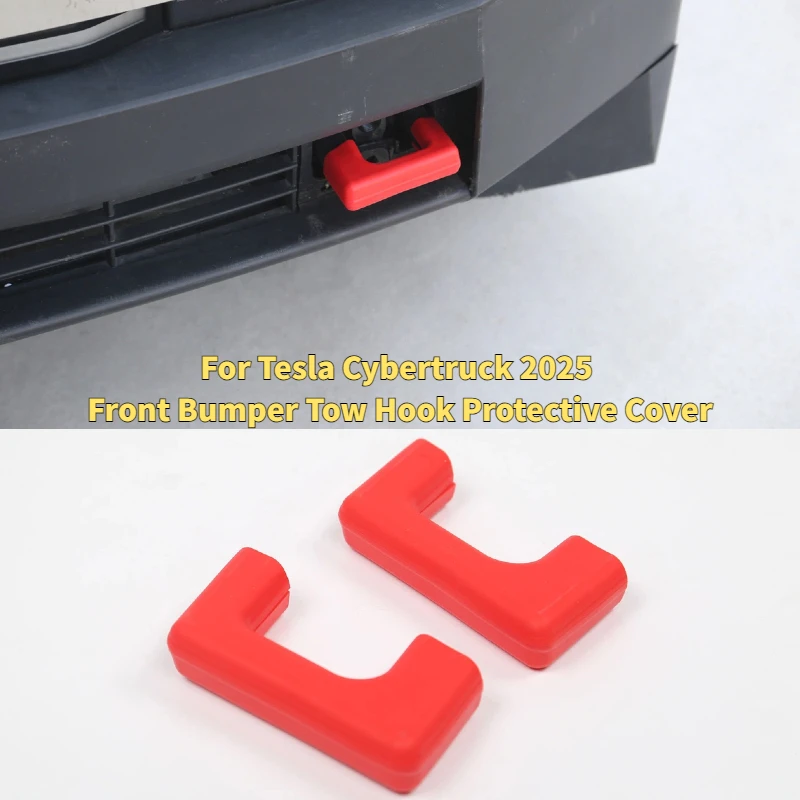 

2pcs Front Bumper Tow Hook Silicone Protective Cover for Tesla Cybertruck 2025 Car Accessories Waterproof Decorative Shell Case