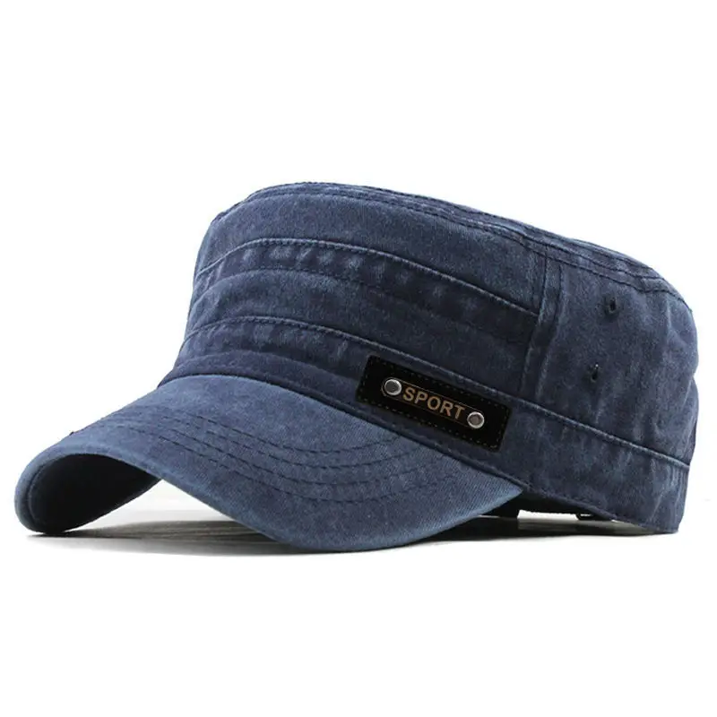 Gorra militar de algodón lavable para hombre, gorra militar con protección solar, ajustable, para exteriores, primavera, verano y otoño