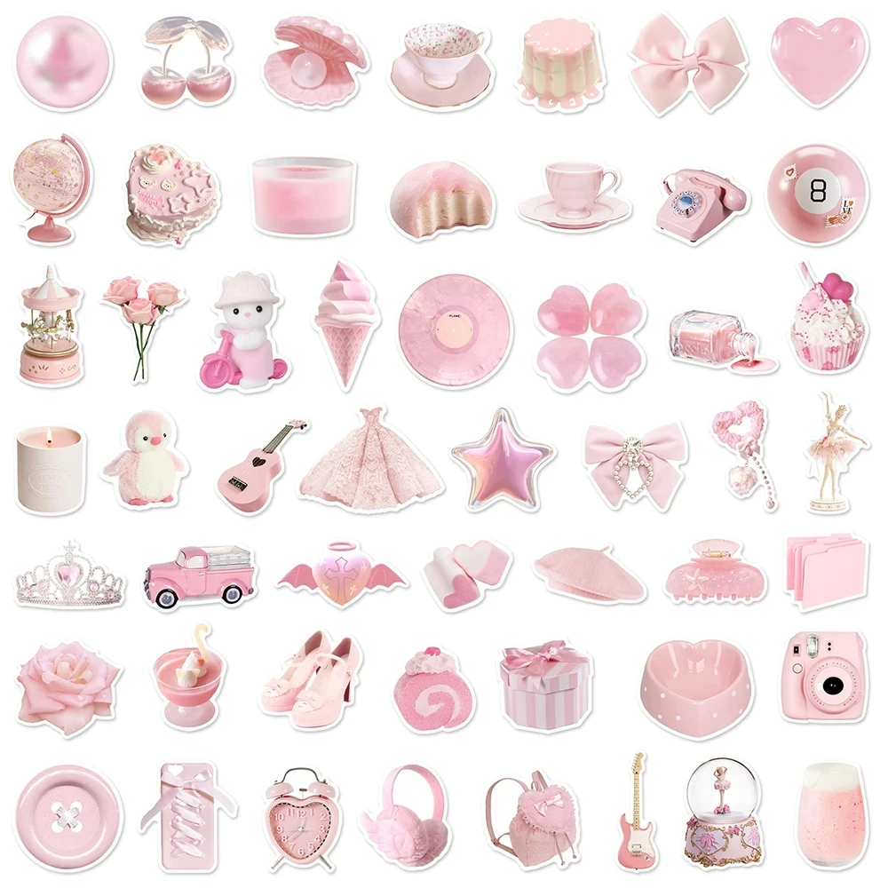 10/30/50pcs Pink Girls Cartoon Stickers Ins Style Cute Decals Decoration Graffiti Toys DIY Notebook Phone Suitcase Bike Fridge