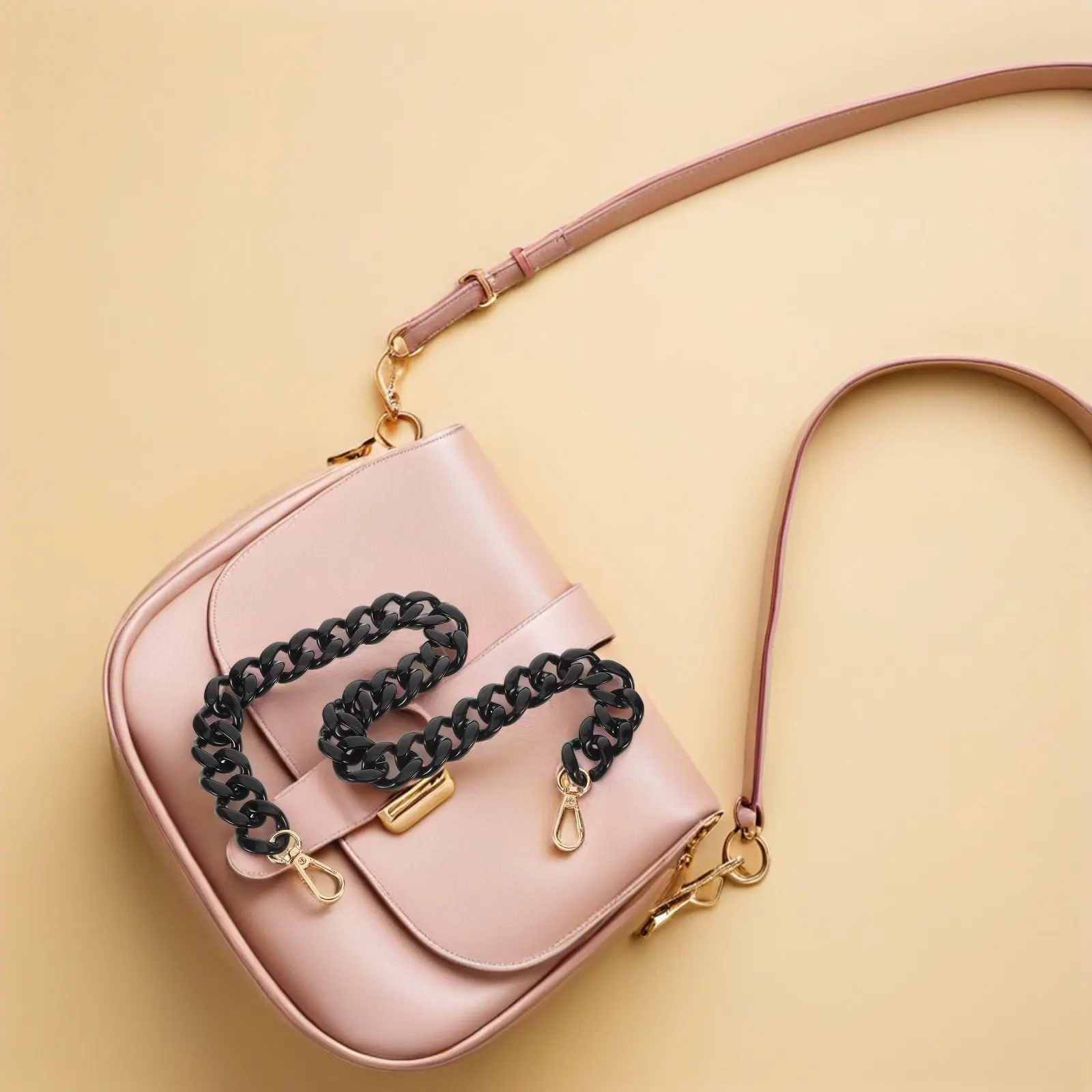 

Элегантный ремешок для сумки 60 см из смолы и металла, сменный ремень для клатча, наплечный ремень через плечо, стильное обновление для сумок