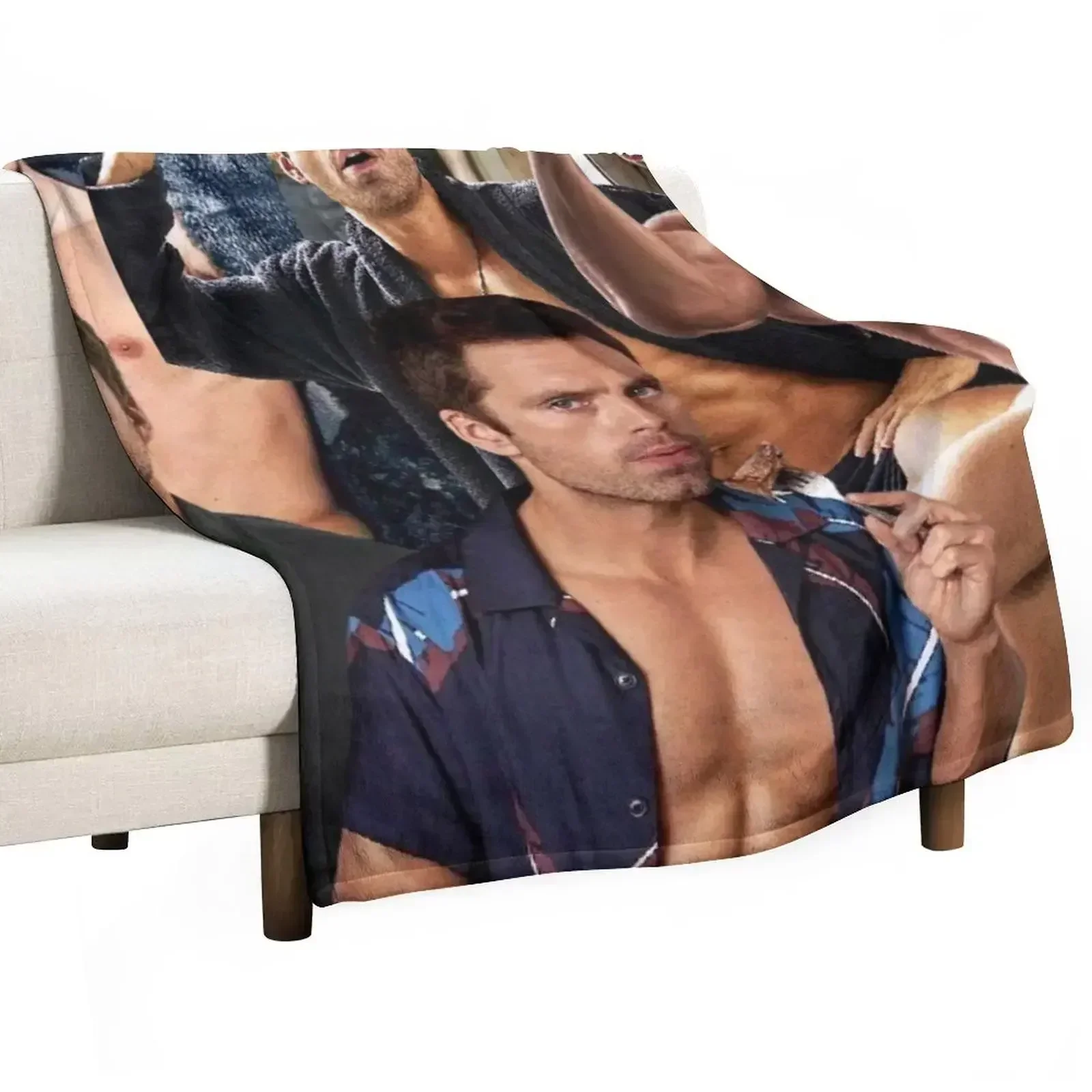 

Sebastian Stan collage Throw Blanket Wrinkle Resistant Lightweight Blanket
