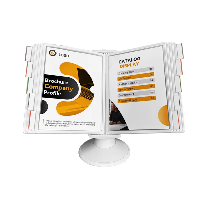 A4 Horizontal Flipping File Rack Advertising Display  Price Board 10 Page Rotating File Display  Menu Holder