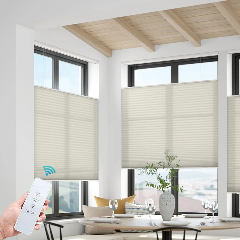 Customizable Shades Connect Alexa Google Wifi Rechargeable Motor Electric Top Down Bottom Up Cellular Honeycomb Blinds For House