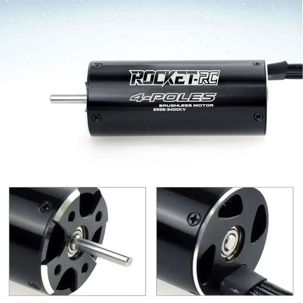 Rocket-RC 2968 Waterproof Sensorless Brushless Motor 3400KV 3800KV 4000KV 4mm Water Cooling Jacket for RC Boat Feilun ESC Part