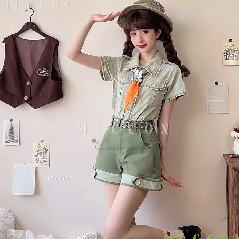 ชุดฮาโลวีน ชุดกระต่ายสไตล์ญี่ปุ่น ชุดโลลิต้าสีเขียว กระโปรงสั้นเอวสูง ชุดงานคาร์นิวัล สำหรับผู้ใหญ่