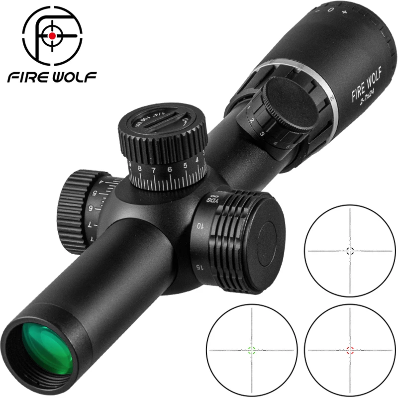 Fire Wolf 2-7x24 mira telescópica táctica con retícula para caza - imagen 2