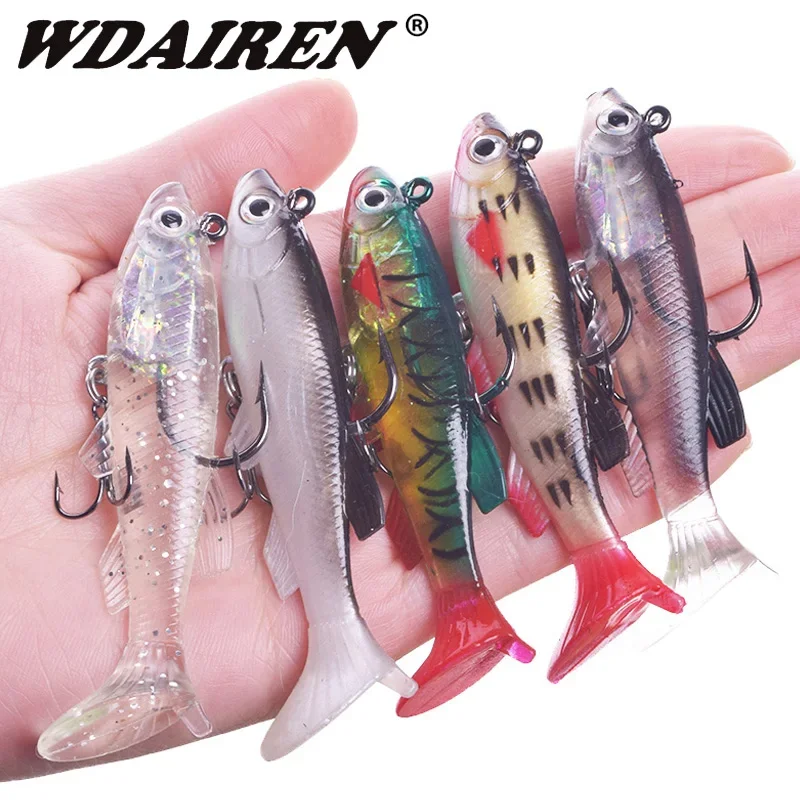 1 Pc Fishing Lures Soft Lure Wobblers 7.5cm 12.5g Artificial Bait Spoon Jig Silicone Lures for Sea Bass Carp Pike Fishing Tackle