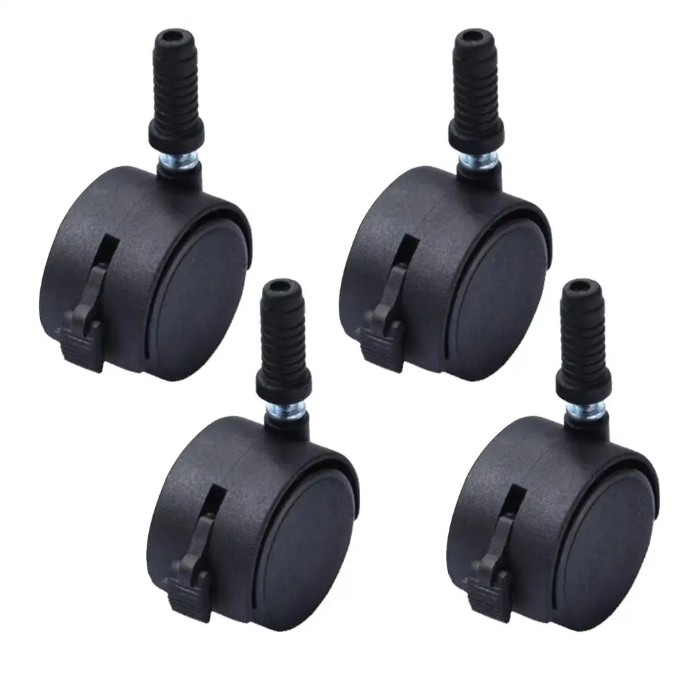 

4 Pcs Black Swivel Caster Wheels for Office Chair Bed Furniture Replacement 360 Degree Rotation Smooth Silent Sturdy Hardware