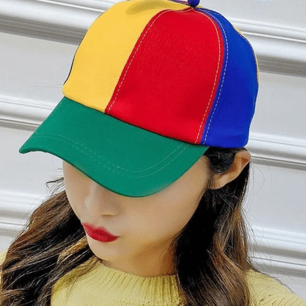 Abnehmbarer Propeller-Baseballkappe aus Baumwolle, Farbblock-Design mit Bambus-Libelle, Regenbogendesign, verstellbar – Detail 7